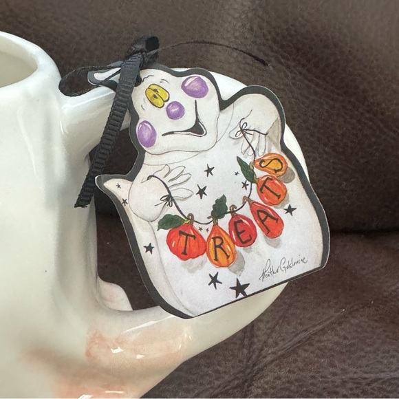 Blue Sky Clayworks Ghost with Jack o’ Lantern Candy Bucket Figural Halloween Mug - Picture 5 of 10